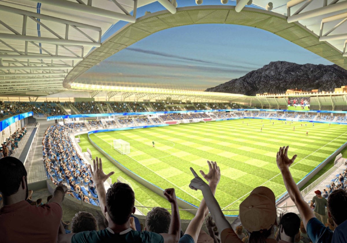Infographic of what will be the new stadium in Marbella that aspires to host World Cup matches.