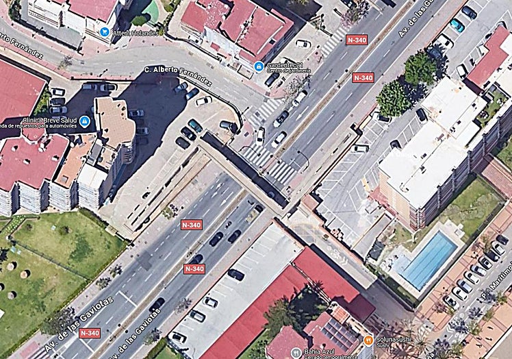 Map of the area showing the footbridge to be demolished.