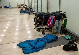 Rough sleepers at Madrid's Barajas Airport