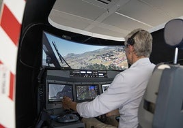 A pilot makes a test flight in a passenger drone, in the first trials of this type for the Malaga-Granada route.