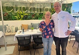 Sébastien and Magali on the restaurant's terrace.