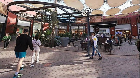 Nike outlet store packs bags at Plaza Mayor shopping centre on Costa del Sol