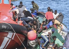 An image from a television camera that caught the chaotic arrival.