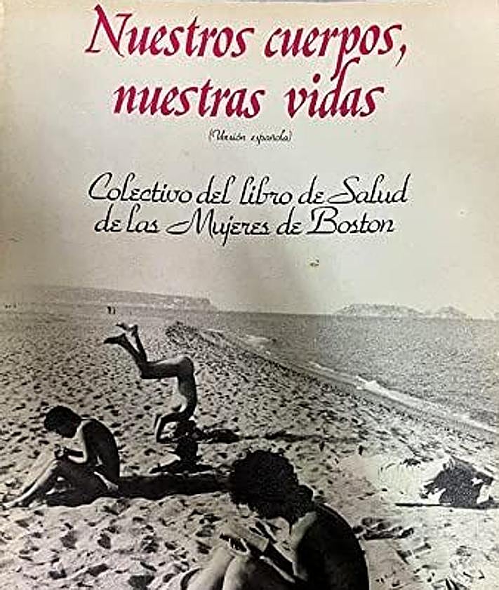 Imagen secundaria 2 - Clipping from the SUR newspaper archive featuring the news of the opening of the Librería de Mujeres in the early 1980s; a page from a Madrid-based feminist magazine reporting on the SWASG collective; and the cover of the book Nuestros Cuerpos, Nuestras Vidas (Our Bodies, Our Lives).
