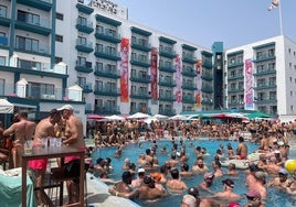 The swimming pool of Hotel Ritual during peak season.
