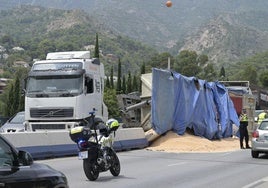 Chaos on the Costa as lorry loaded with sand overturns on one of the key access roads to Marbella