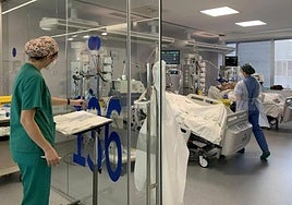 File photograph of intensive care unit patients in a Malaga hospital.