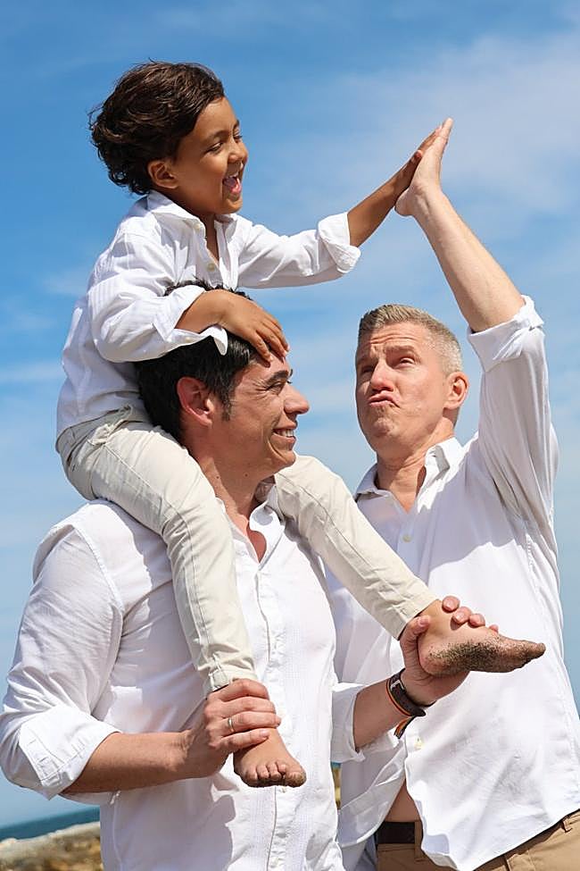 Jon and David with their son Adam in Guadalmar, Malaga.