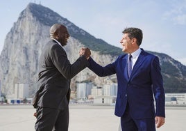 British Foreign Secretary Lammy and Gibraltar Chief Minister Picardo at Gibraltar Airport on Wednesday.