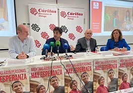 Ernesto Juárez, general secretary of Cáritas Diocesana de Málaga; José Miguel Santos, director; Antonio Collado, episcopal delegate; and Inmaculada Martos, director of communication.