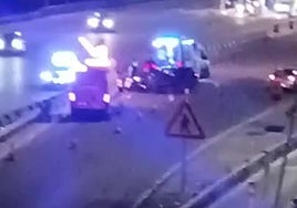 This is the moment a driver lost control and crashed into barriers at toll area on Costa del Sol motorway