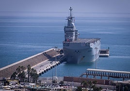The French Dixmude, moored at the Levante dock.