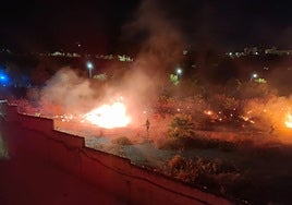 Firefighters during the fire, seen from inside Tivoli.