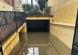 Flooding at the entrance to a garage, February 2025.
