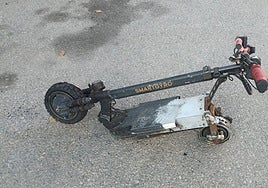 File image of a fire-damaged electric scooter.