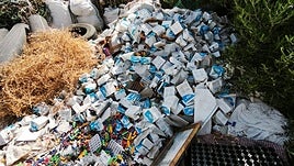 Thousands of cigarette lighters discarded on the municipal border between Torremolinos and Malaga city.