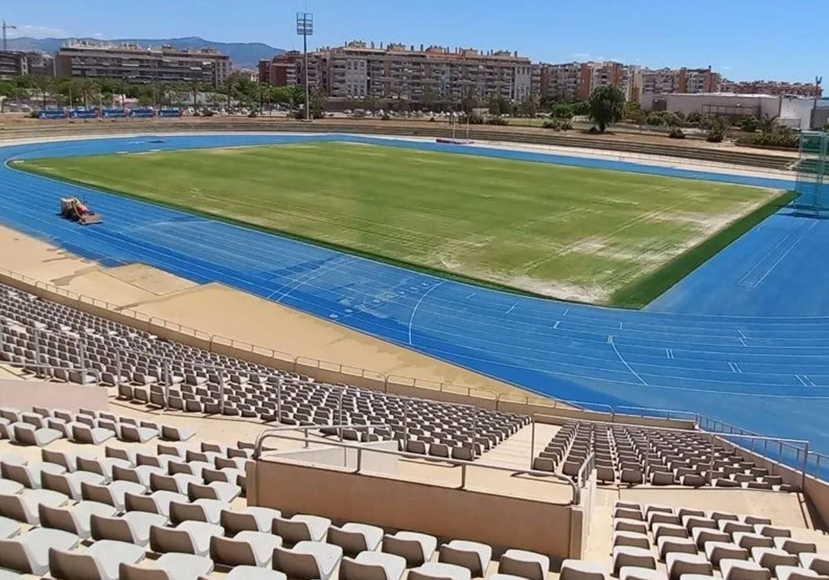 The Ciudad de Málaga athletics stadium has just one stand.