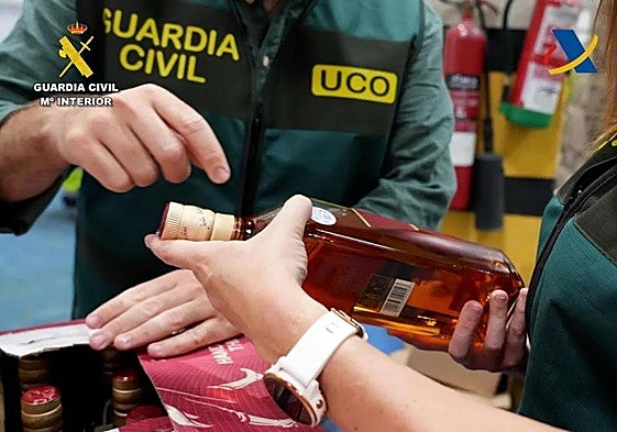 The Guardia Civil intercept alcohol during a search.