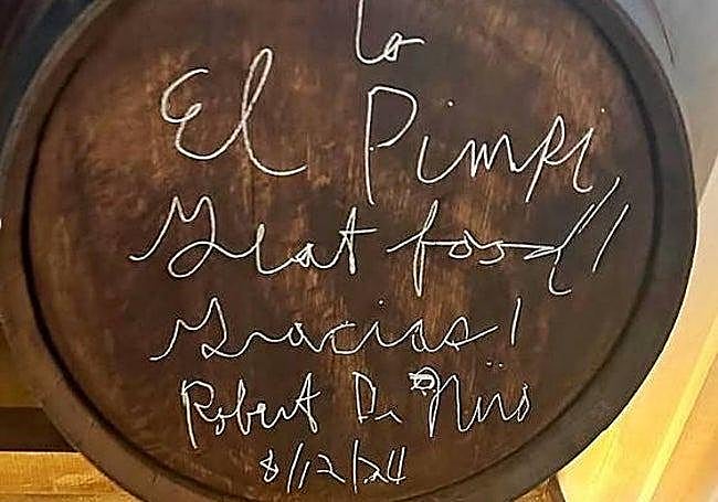The barrel signed by De Niro last year at El Pimpi, Marbella.