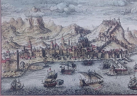 Malaga from the sea, by Jacques Chéreau: circa 1770.