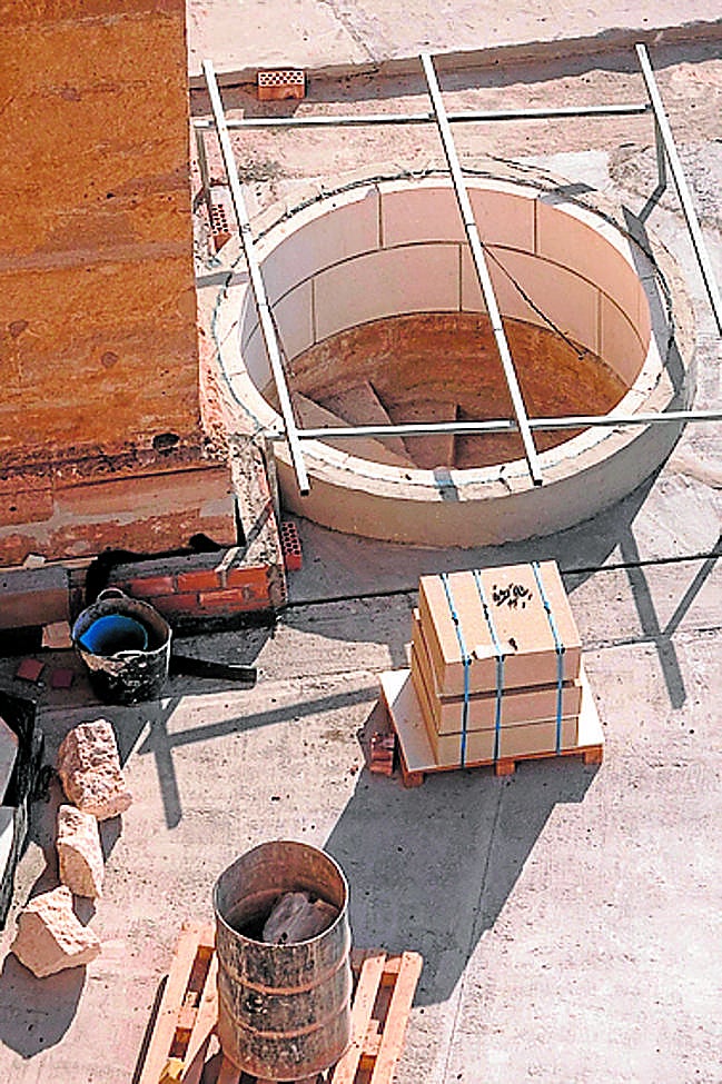 The work has revealed hidden elements suc has this spiral staircase.