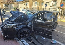 The crashed Nissan Qashqai that the wanted man tried to flee from.