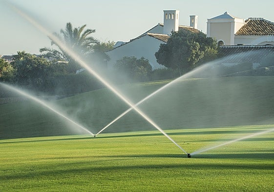 Image of a golf course on the Costa del Sol being watered.
