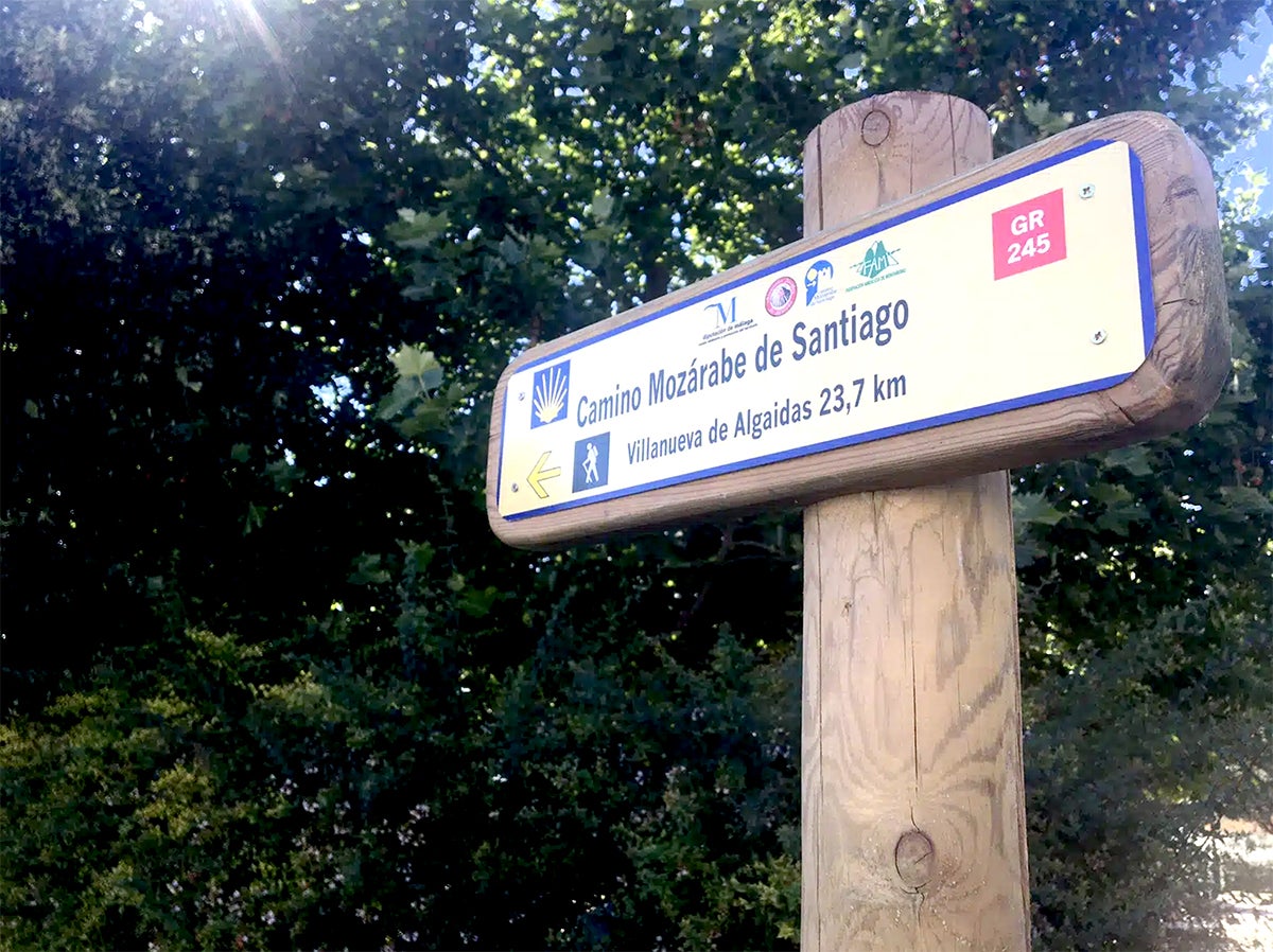 Signposts along the Mozarabic Way leading walkers from Malaga city to Villanueva de Algaidas.