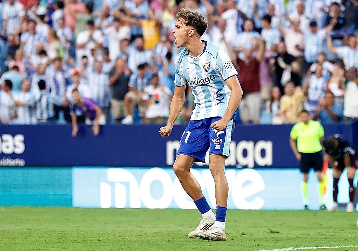 Niño celebrates getting his Malaga side back into the game on Saturday night.