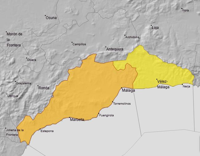 Weather alerts for Malaga province on Tuesday, 19 August 2025.