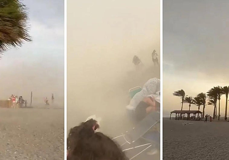 Images of the Costa Tropical beaches in Spain's Granada province during the freak weather event on Sunday.