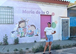 Libertad, at the door of the María de la O school in Los Asperones.