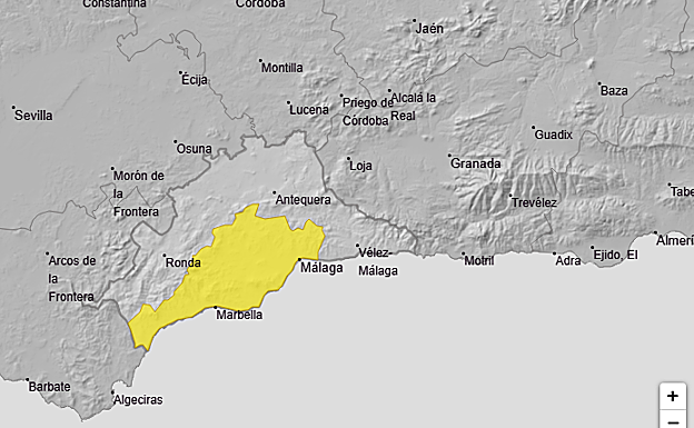 The yellow warning for Wednesday will affect Malaga city, the western coast and the Guadalhorce valley areas of the province.