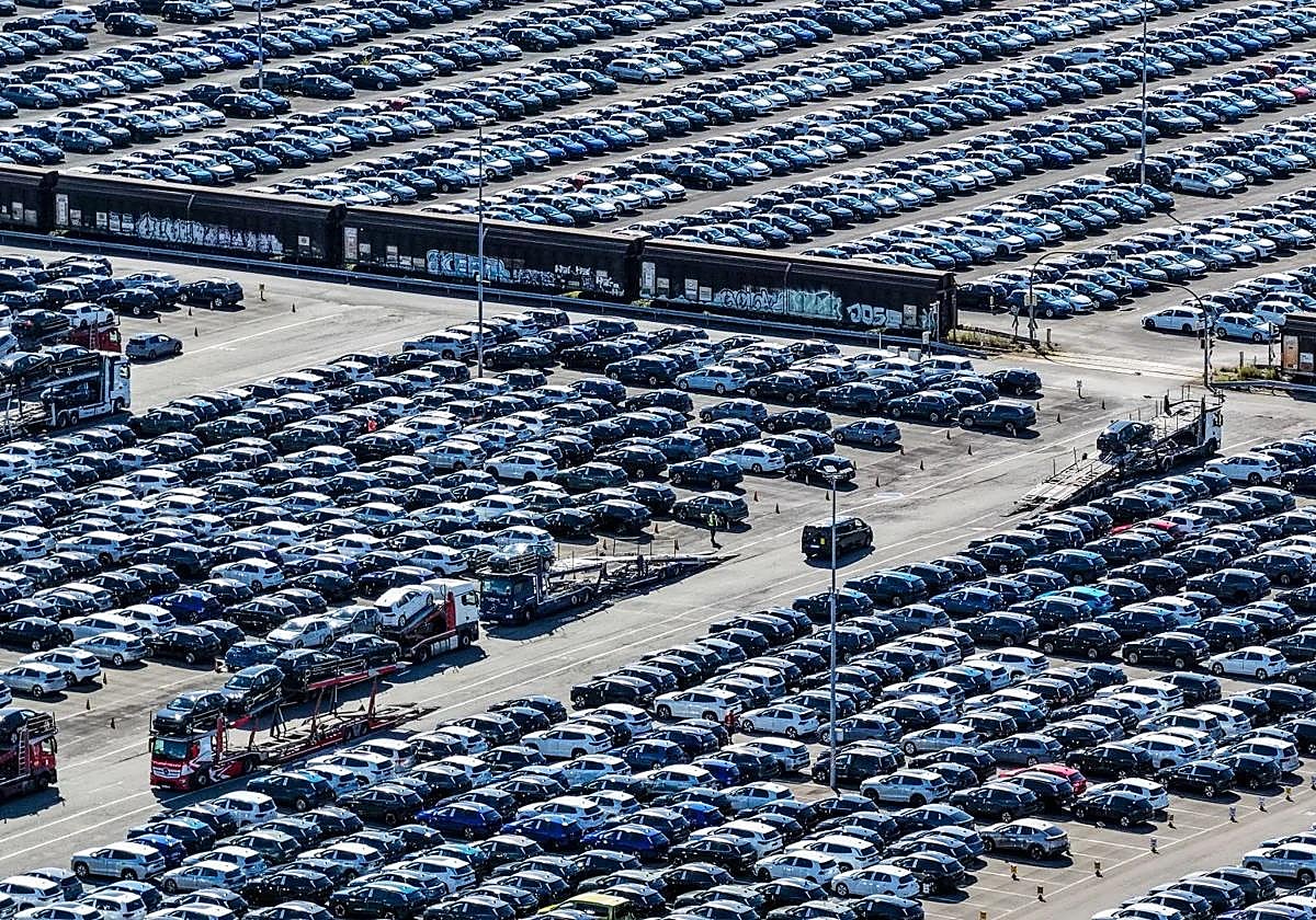 The Volkswagen factory parking area in Wolfsburg.