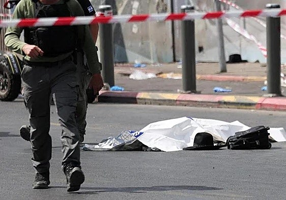 The scene of the bus shooting in Jerusalem.