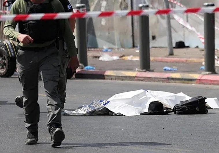 The scene of the bus shooting in Jerusalem.