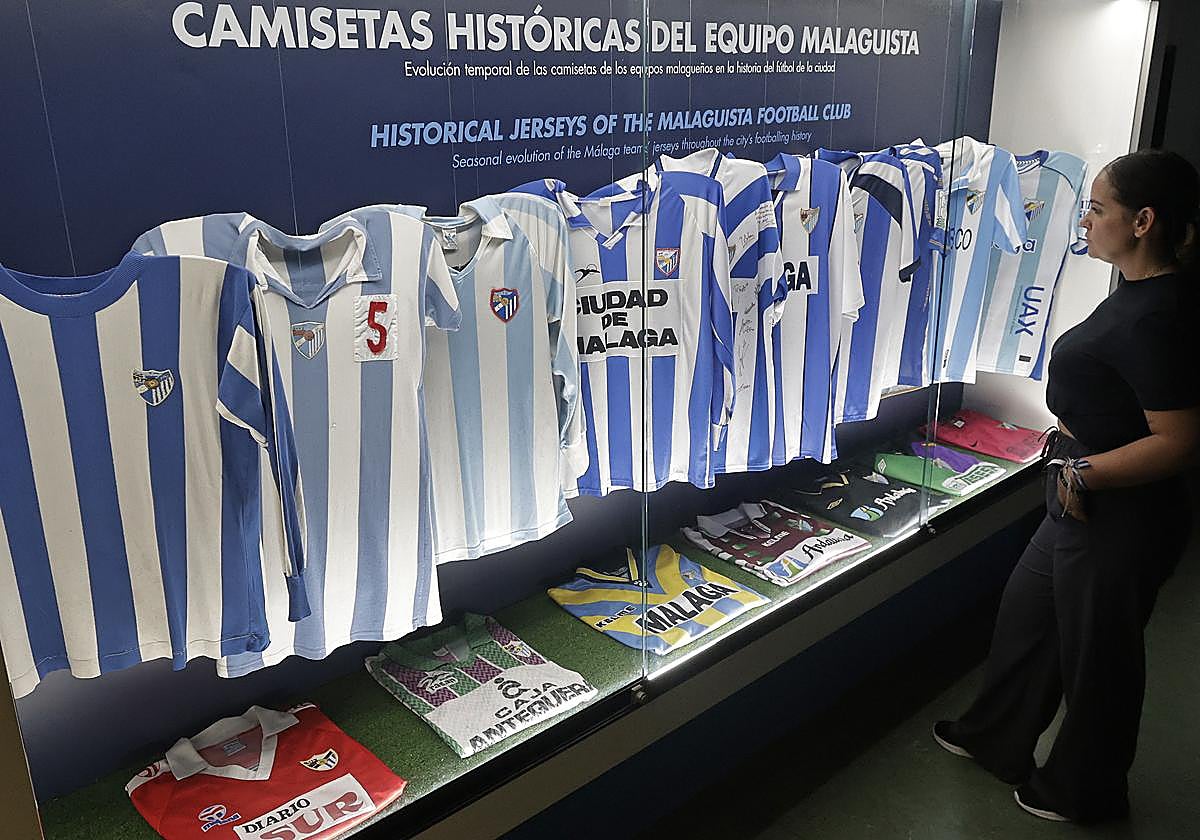 Showcase of historic shirts.