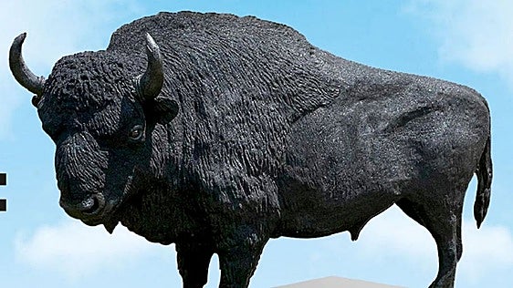 End-of-life rubber tyres crafted into massive 750-kilo European bison sculpture in Spain