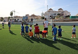 One of the youth teams using the new football pitch in El Morche.