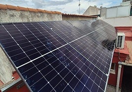 A solar panel on a house.