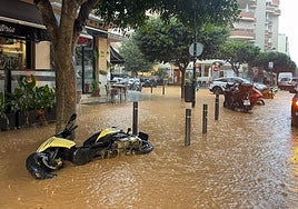 View of flooded streets in Ibiza.