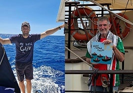 Rafael Borrego and Manolo García, crew members from Malaga taking part in the Global Sumud Flotilla.