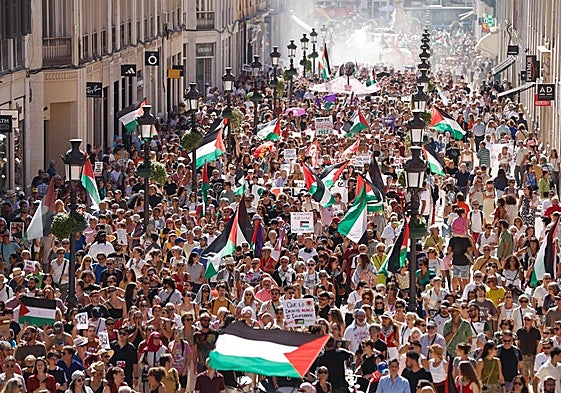The march crowd filling Calle Larios.