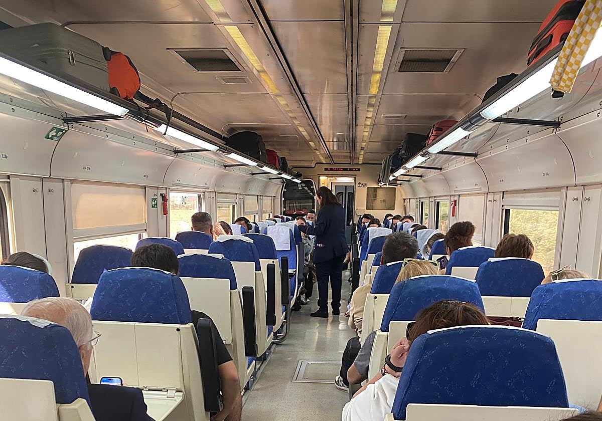 Interior of the Media Distancia train that had a problem with its toilet facilities.
