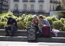 Tourists in the centre of Madrid.