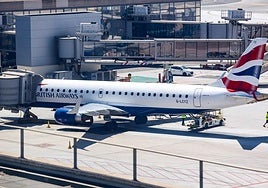 A British Airways plane at Malaga Airport.