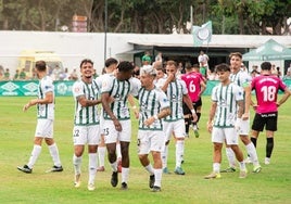 The Torremolinos players celebrating one of the early strikes.