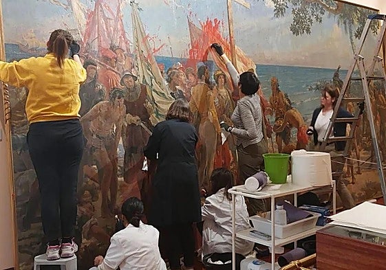 The painting that was attacked by activitists.