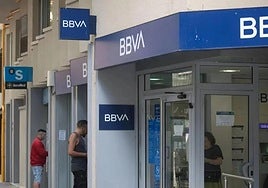A Banco Sabadell office next to a BBVA bank.