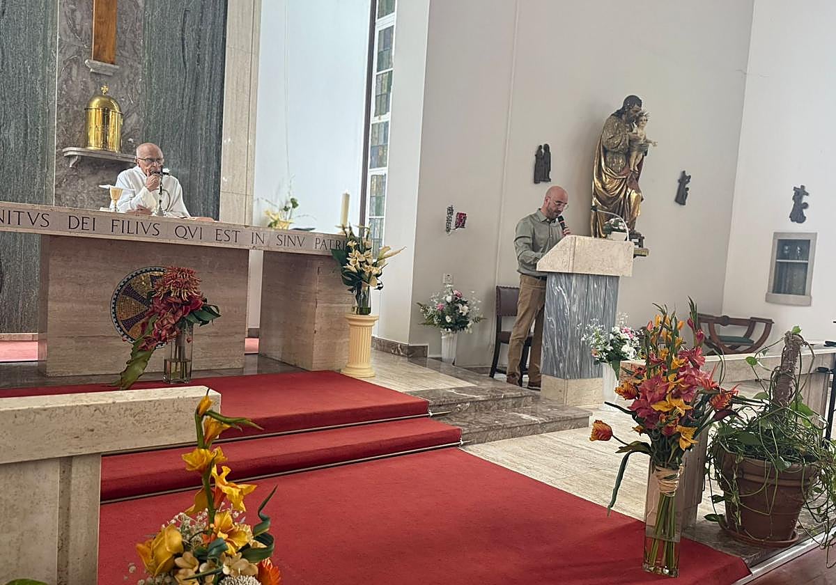 The mass inside of the refurbished chapel.